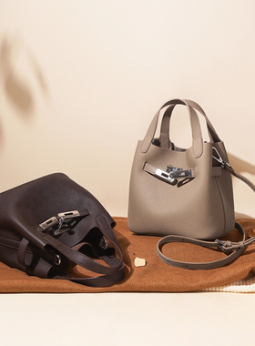 真皮菜篮子包凯莉包水桶包2026新款女包头层牛皮百搭潮流妈妈包