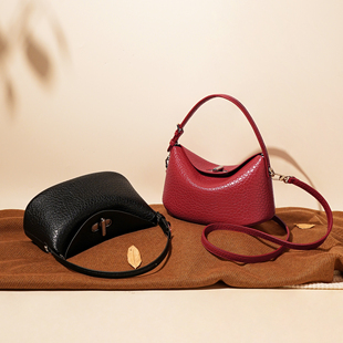 2026新款高级感元宝包休闲百搭荔枝纹饭盒包手提单肩斜挎包hobo包