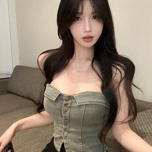 夏季牛仔抹胸纯欲修身百搭上衣女