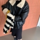 复古翻领皮毛一体羊羔毛拼接PU皮衣外套女冬季 宽松机车皮夹克上衣