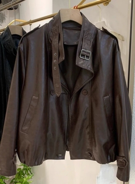 美式立领高档皮衣外套女短款2025秋季新款洋气气质机车服皮夹克