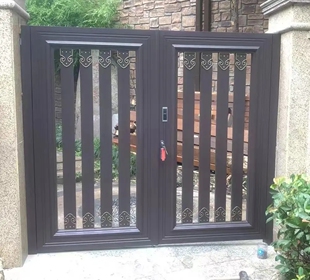 户外别墅大门庭院门双开门铝艺铝合金新中式定制院子小门格栅门