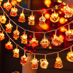 2026过年红灯笼装饰灯福字财神窗户阳台挂饰春节氛围灯新年彩灯串