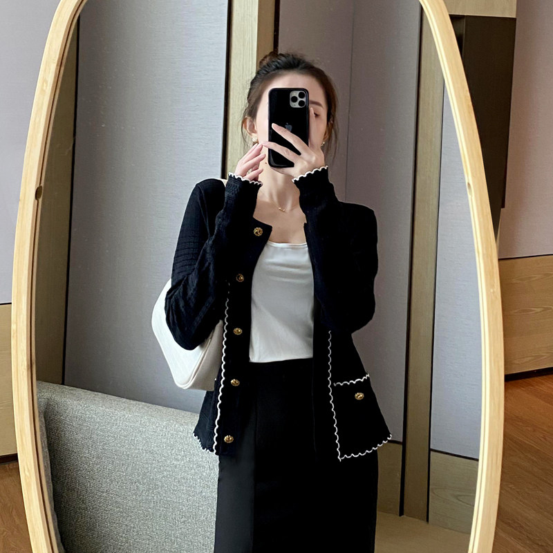 小开衫外套女春秋外搭小上衣高级感气质小个子短款小香风针织开衫