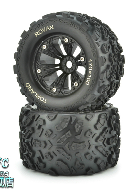 若凡Rovan原装1/8越野模型RC大脚车轮胎17mm结合器荒地胎总成一对