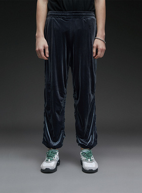 银狐灰抽绳丝绒直筒九分裤日本进口丝绒面料 ESSENSAL HOMME