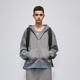 浅灰蓝色拼接开胸YKK金属拉链连帽卫衣 ESSENSAL HOMME