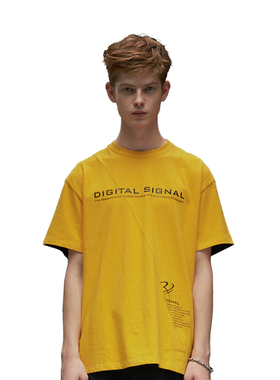 设计师款斜破骨前后幅撞色拼接宽松版全棉印花T恤 ESSENSAL HOMME