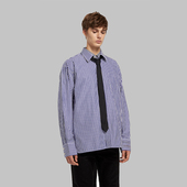 朱一龙同款 ESSENSAL 原创设计师 蓝白条纹宽松衬衫 侧边开叉设计