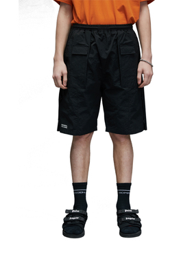 宽松侧边多急钮黑色工装战术五分裤ESSENSAL HOMME