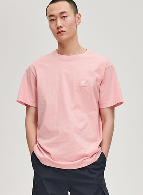 【校园系列】北欧灰色系简约补丁印花T恤- ESSENSAL HOMME