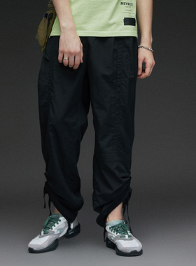 【推荐】宽松透气高密尼龙多褶侧束绳束脚阔腿裤 ESSENSAL HOMME