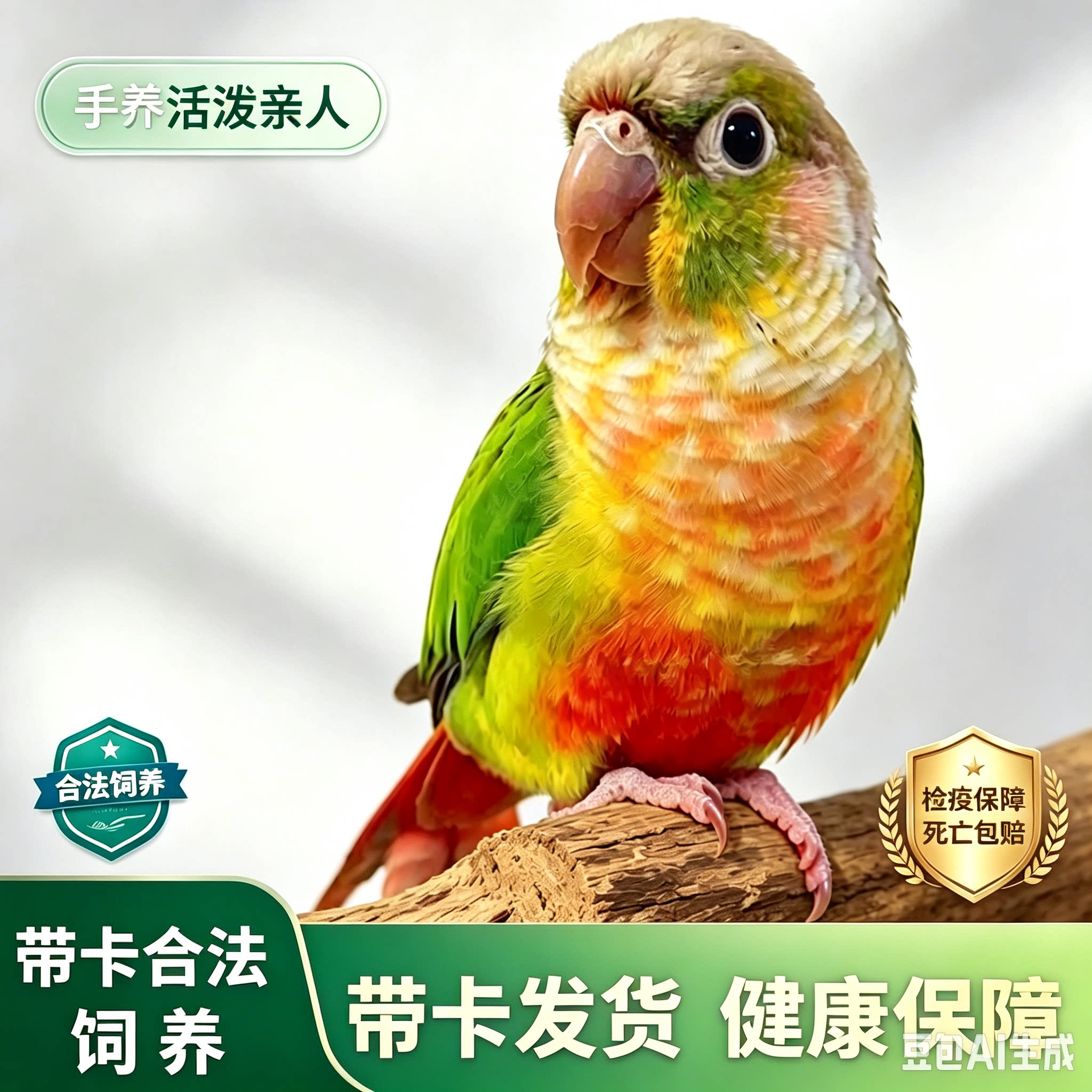带标识卡手养小太阳鹦鹉活体幼鸟黄边凤梨肉桂绿颊亲人小宠物鸟类