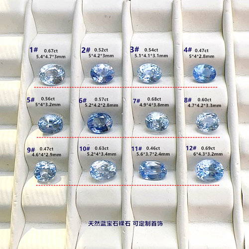 天然蓝宝石裸石彩色宝石斯里兰卡浅蓝戒面戒指锁骨坠手链超值促销