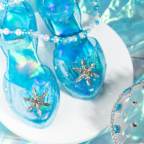 女童高跟水晶凉鞋爱莎公主闪灯鞋