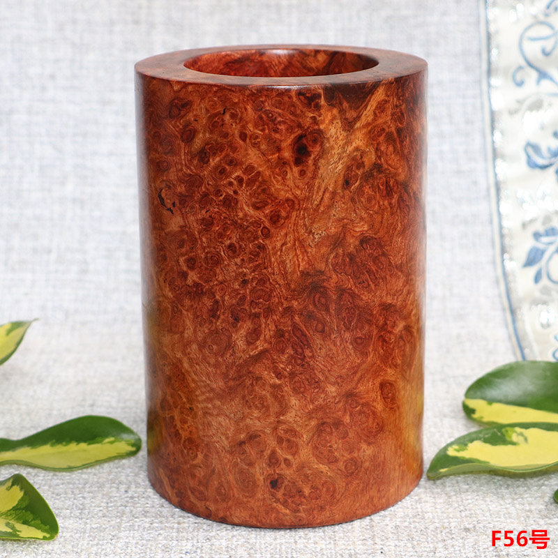 红木木雕摆件工艺品 缅甸花梨木瘿木树瘤漂亮整木精品笔筒F56