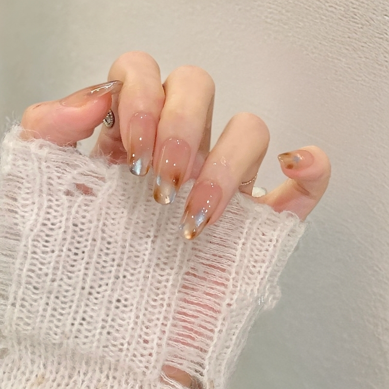 秋冬法式猫眼短款穿戴甲显白