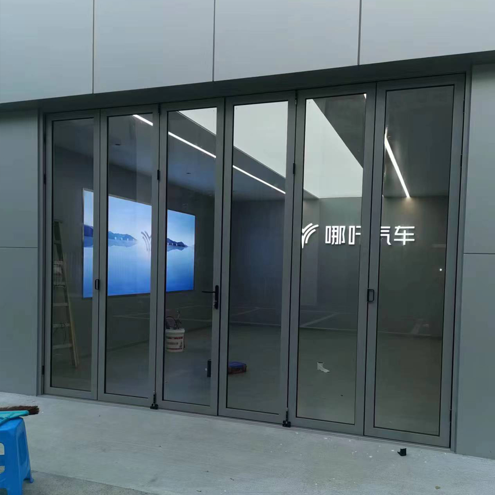 汽车美容重型铝合金折叠门推拉门门店商铺阳台钢化玻璃移门隔音门