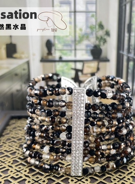 天然黑水晶小众高级感轻奢气质法式叠戴手链手环名媛甜酷风存在感