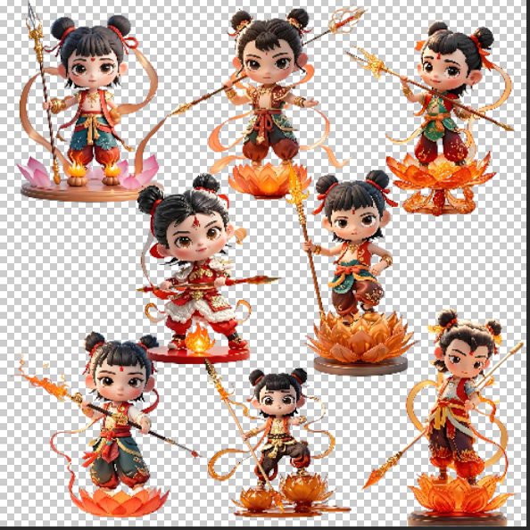 哪吒敖丙莲花卡通人物T恤印花热转印烫画动漫插画免抠图png素材
