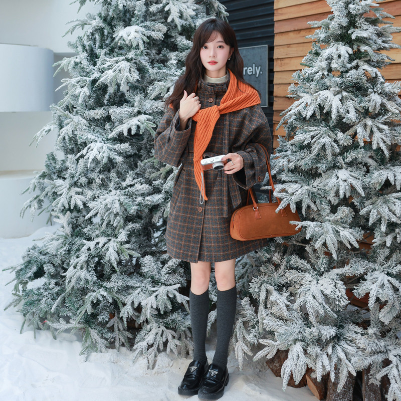 新款现货格子毛呢外套131-7522P195K288,女装毛呢外套,浙宝131