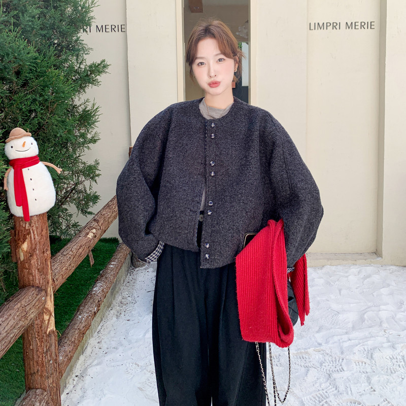 新款现货格子拼接毛呢外套131-7517P165K248,女装毛呢外套,浙宝131