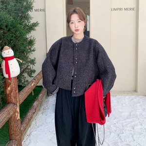 新款  现货 格子拼接毛呢外套131-7517P165K248图片