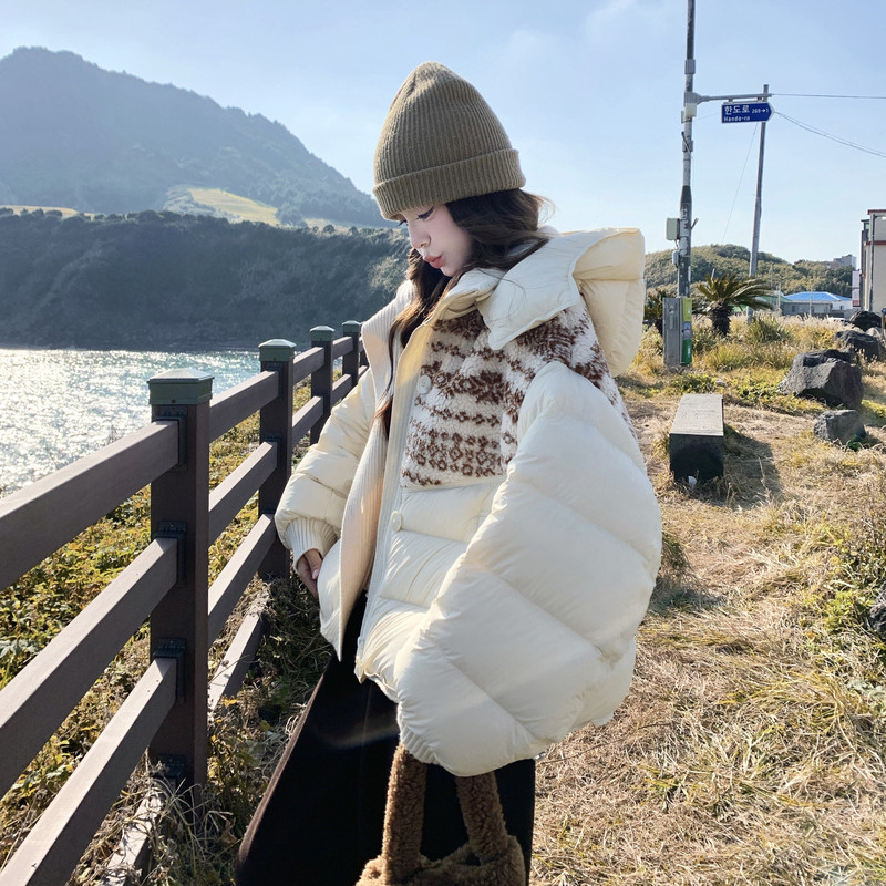 新款羊羔毛拼接90白鸭绒连帽羽绒服外套131-7586P330K498,女装羽绒服,浙宝131