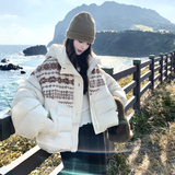 新款羊羔毛拼接90白鸭绒连帽羽绒服外套131-7586P330K498，女装羽绒服，浙宝131