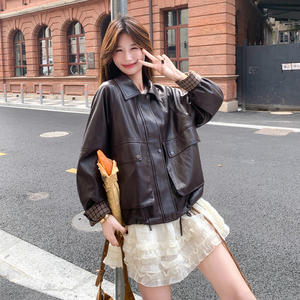 现货 新品 拼接皮衣外套（同款裙子有售）131-7373P165K248图片