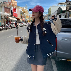 小个子拼接棒球服短外套女2025春季新款爆款情侣装休闲夹克上衣潮图片