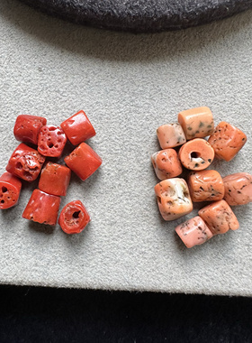 醒走 藏地百年天然海中红宝树枝随形桶珠文玩DIY散珠配珠弟子珠