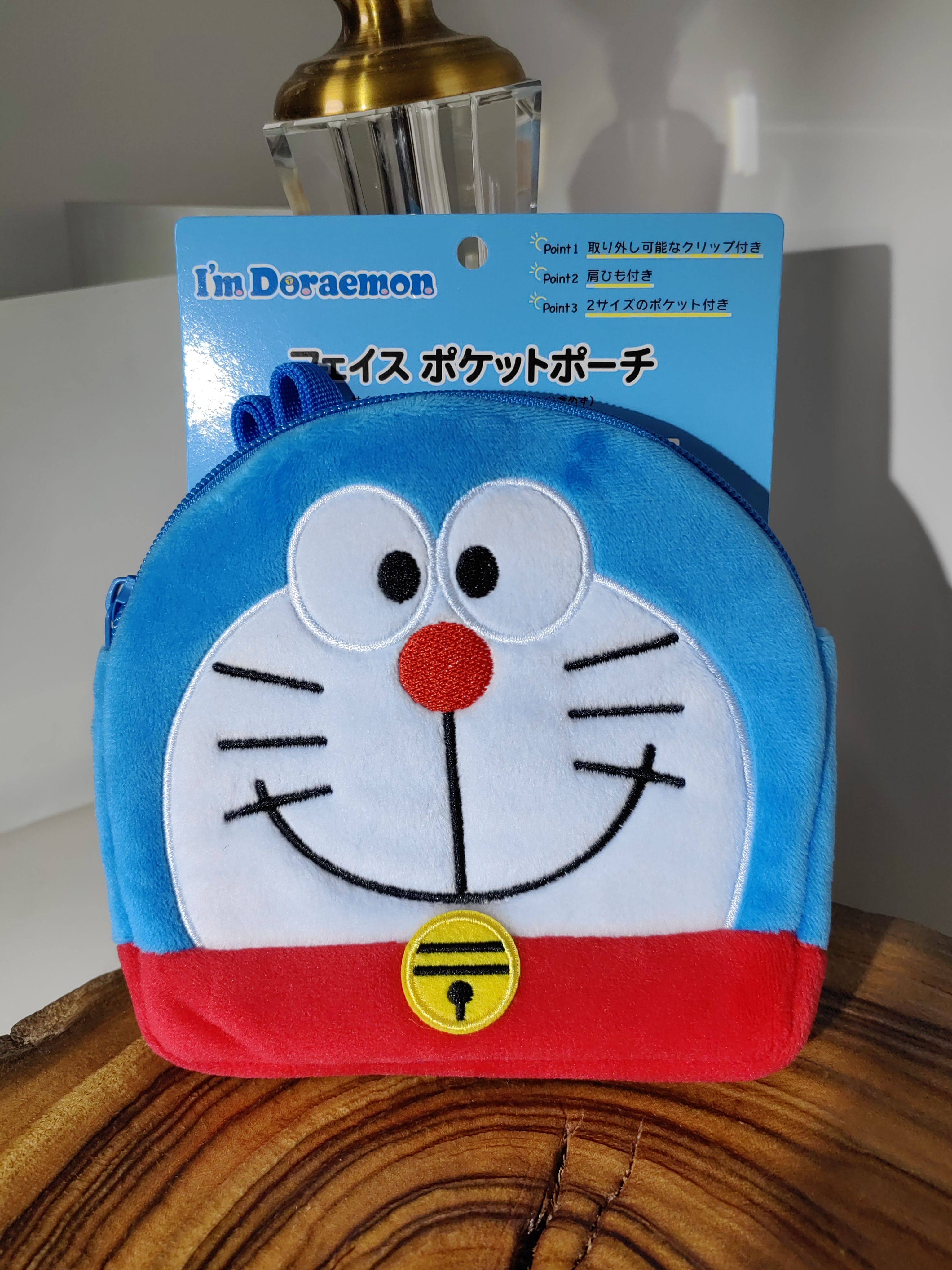 日本正品叮猫蓝胖子卡通动漫毛绒公仔斜挎包挂腰包两用儿童背包