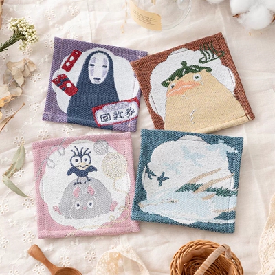 现货出口日本吉卜力橡子国哈尔魔女龙猫哥白林针织隔热垫10*10cm