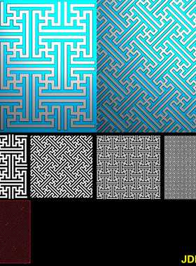 1483万字纹锦地四面无限拼接背景纹理纹路底纹带线条精雕图灰度图