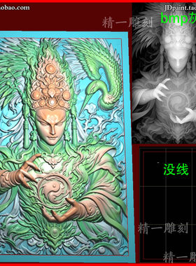 jdp格式A-3677白鹤童子人物精雕图 灰度图 浮雕图 玉雕图