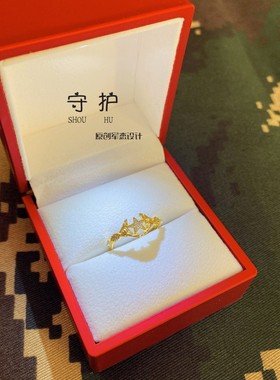 军恋纯银橄榄枝五角星戒指兵哥哥送军嫂异地恋女友情侣纪念礼物