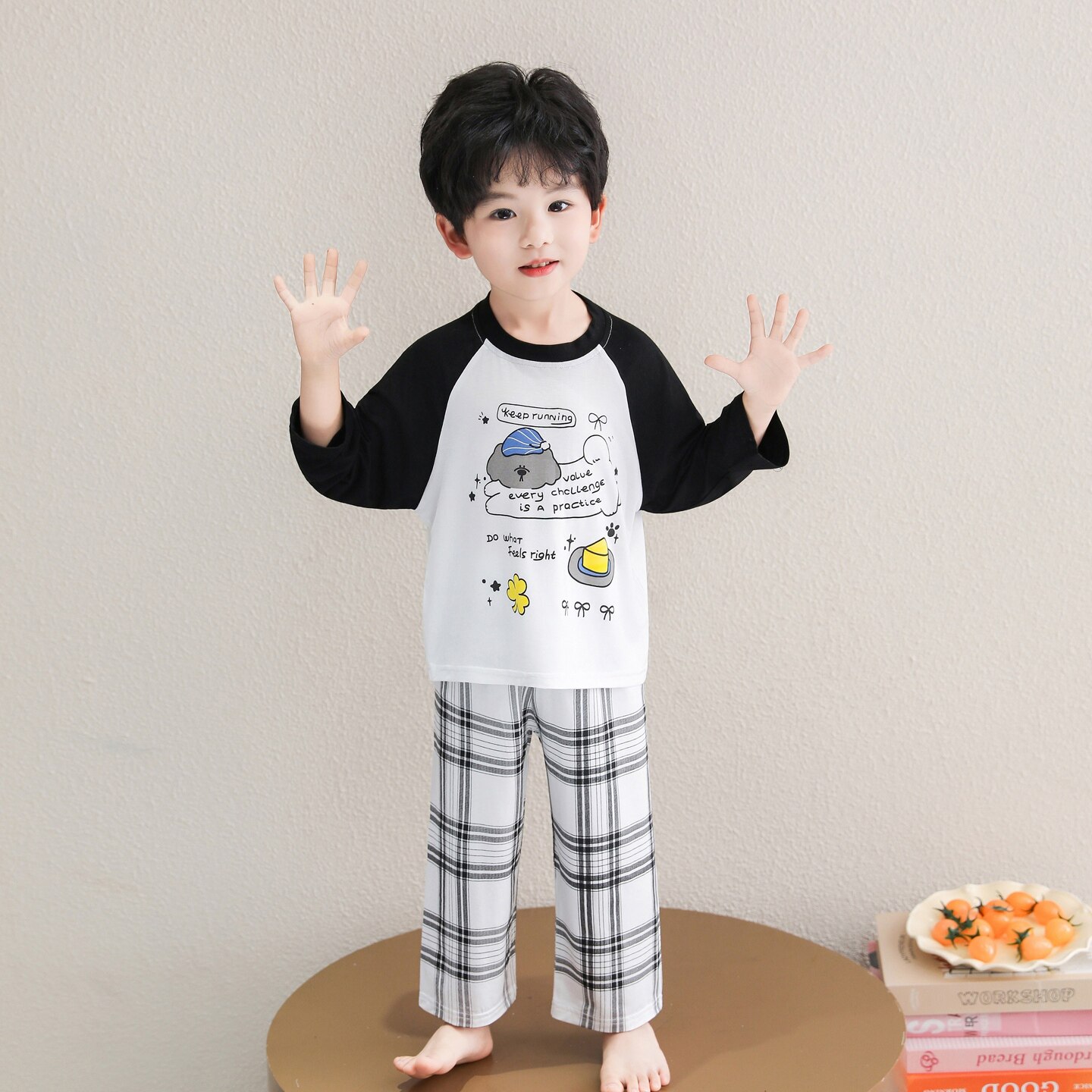 男童卡通印花家居服套装莫代尔长袖长裤春秋夏薄款透气睡衣