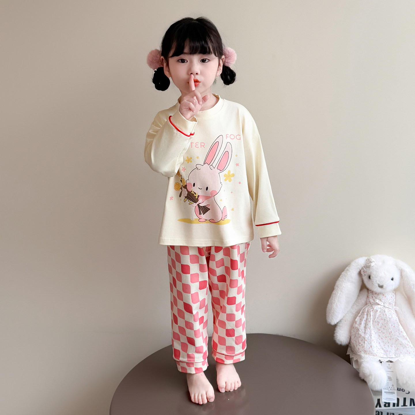 儿童春款家居服纯棉女童长袖长裤睡衣防着凉套装卡通两件套装