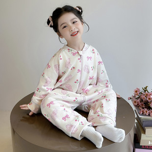 儿童连体睡衣冬款保暖女童防着凉家居服冬季加绒加厚婴儿宝宝睡袋