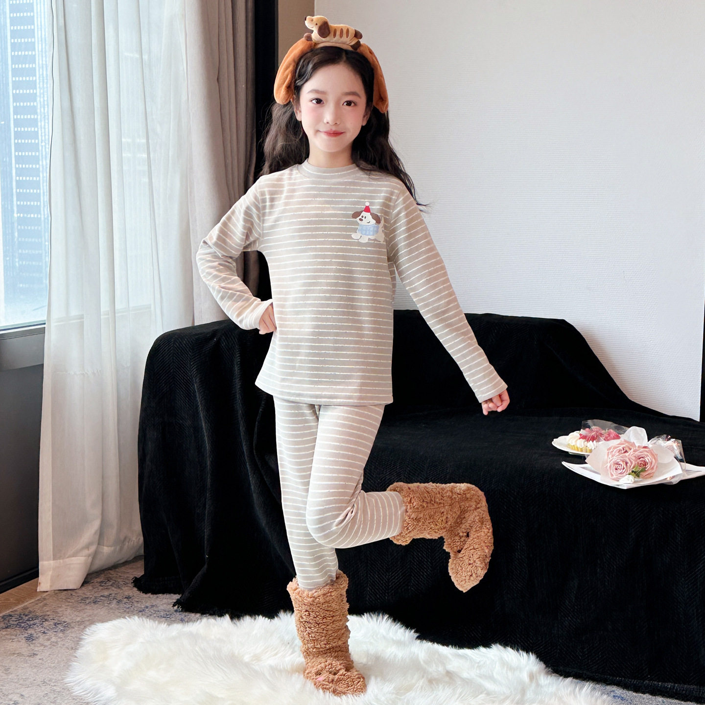 新款秋衣秋裤套装女童2025初中生保暖内衣打底冬女孩德绒线衣线裤