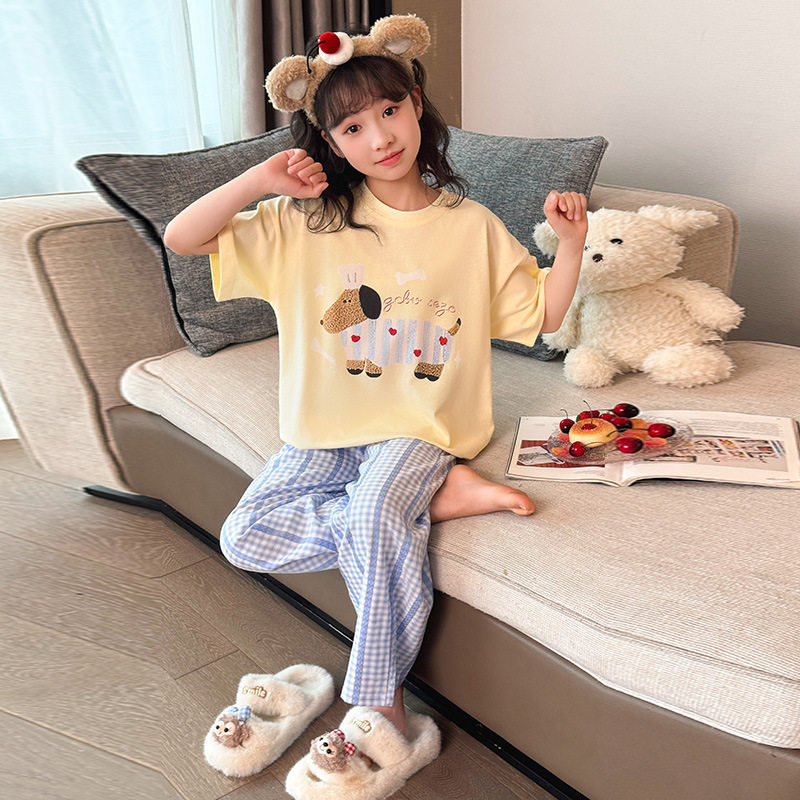 2025夏季嫩黄色腊肠家居服套装