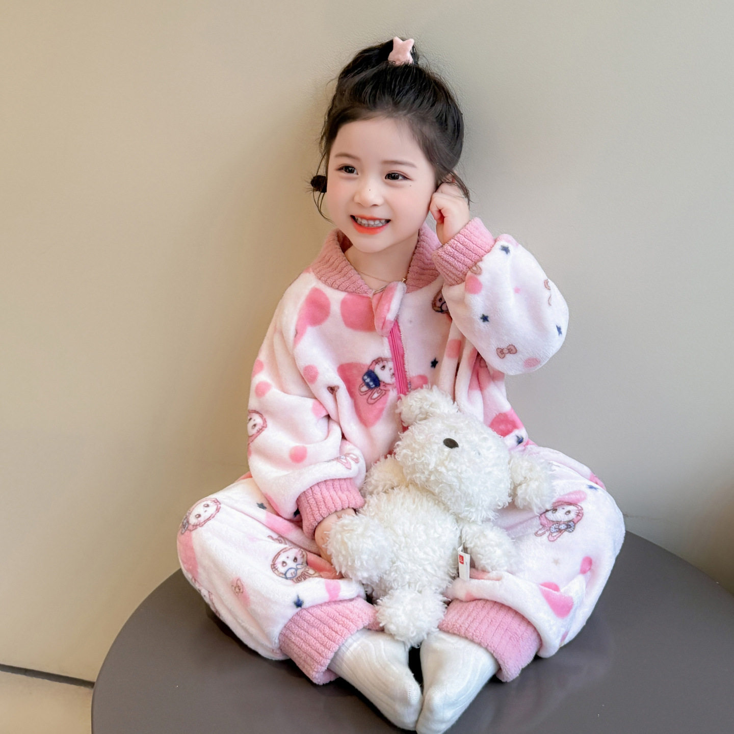 儿童珊瑚绒连体睡衣冬季女宝宝婴儿法兰绒爬服睡袋女童秋冬家居服