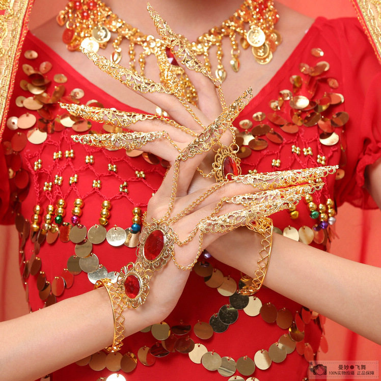 肚皮舞千手观音指甲套泰国舞傣族舞指甲手指套印度舞蹈配饰金指甲