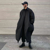 英伦风超长款 清仓oversize新款 风衣外套男休闲加肥加大码 过膝大衣