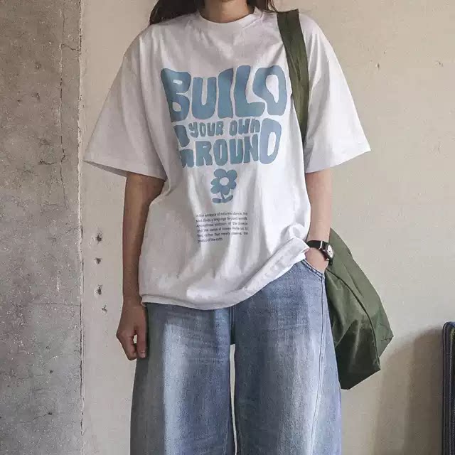 韩国代购东大门夏季时尚清新字母个性潮流学院风短袖T恤衫男女款