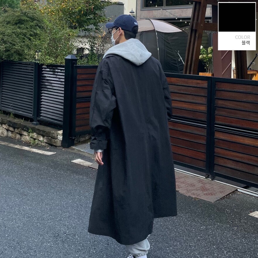 SPRING AND AUTUMN HIGH-END TRENCH COAT JACKET MENS LONG KNEE-LENGTH YOUTH POPULAR KOREAN VERSION DROPPED SHOULDER OVERSIZE LOOSE COAT