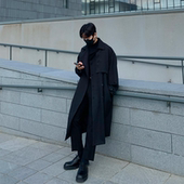 年前清仓 宽松双排扣大衣外套 中长款 薄款 风衣设计感高级男韩版