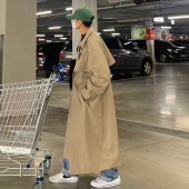 韩版 清仓秋季 风衣男长款 英伦风高级感系带青年男生帅气大衣外套潮