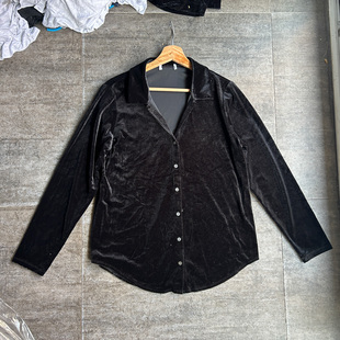 不褪换 英国the white company秋冬女宽松显瘦丝绒长袖衬衫上衣